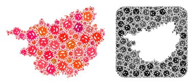 Guangxi Zhuang bölgesinin haritası - Stencil ile Şeytani Virüs Kolajı