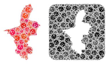 Ningxia Hui Bölgesi Haritası - Çıkarılmış Boşluklu Salgın Virüs Kolajı