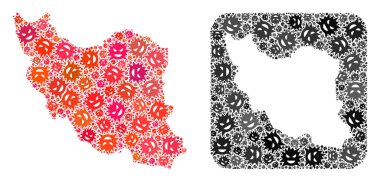 İran Haritası - Çıkarılmış Boşluklu Şeytani Virüs Kolajı