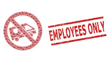 Yasak Devriye Otomobili Mozaiği Araba Simgeleri ve Dokulu Çalışanlar Sadece Damgalı