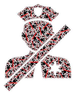 Kapalı Polis Memuru Kapalı Polis Simgeleri Fraktal Kolajı