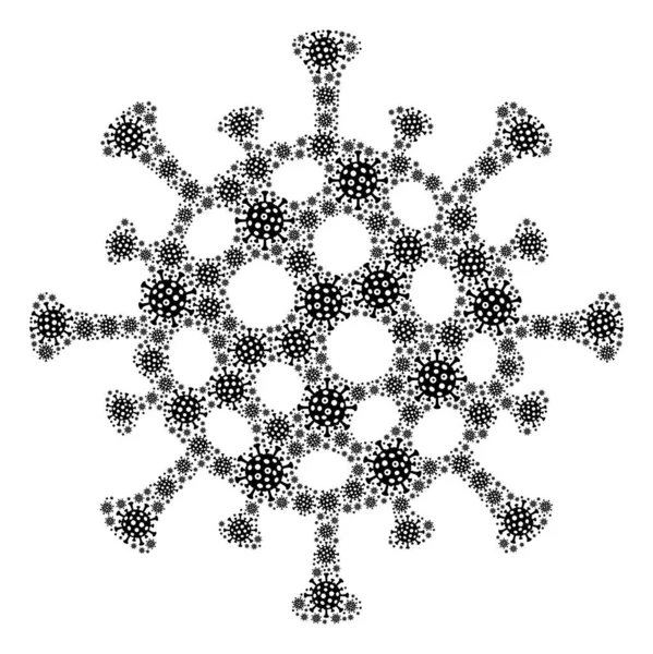 Mosaico fractal del virus de la gripe de los iconos del virus de la gripe — Vector de stock