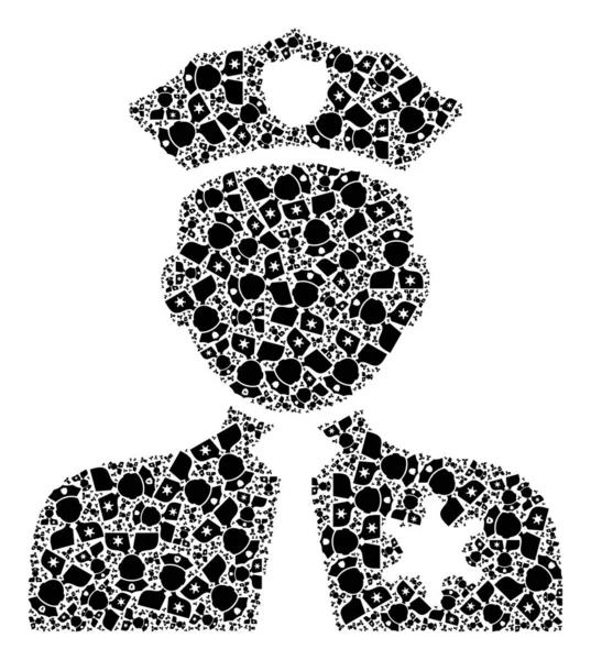 Mosaïque de récursion de personne de police des articles de personne de police — Image vectorielle