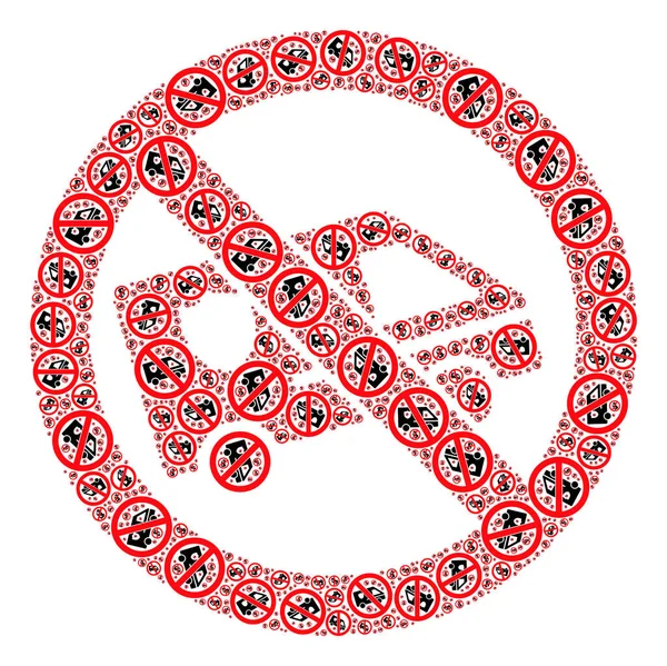 Verbotener Streifenwagen Fraktal Mosaik verbotener Gegenstände aus Streifenwagen — Stockfoto