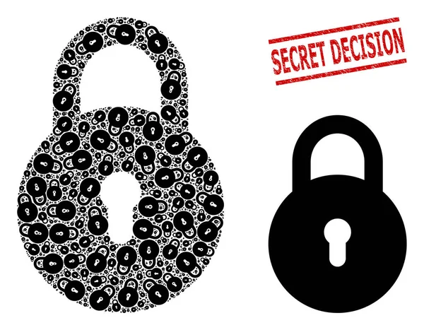 Locker Collage van Locker Iconen en Grunge Secret Decision Seal Stamp — Stockvector