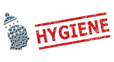 Beyin Yıkama Kolajı Beyin Yıkama Simgeleri ve Dokulu Hijyen Mührü