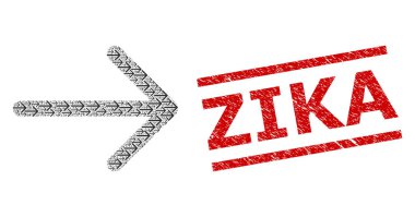 Ok Sağ Fraktal Ok Mozaiği Sağ Ögeler ve Dokulu Zika Mühür Mührü