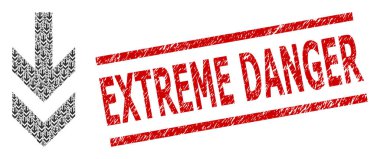 Arrow Down Ögeleri ve Tehlike Mührü Özyinelemeli Kolajı