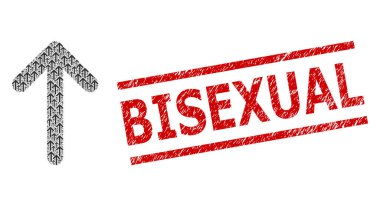 Arrow Up Ögeleri ve Dokulu Biseksüel Mühür Mührü 'nün Özyinelemeli Kompozisyonu