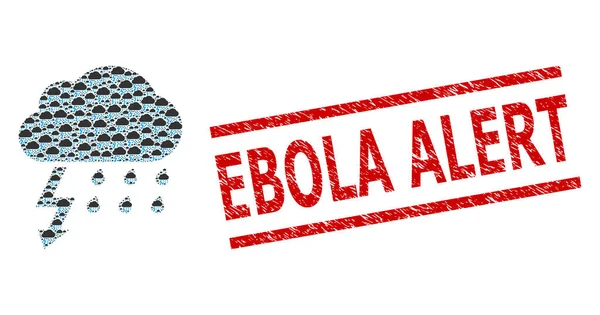 Rekurzní koláž hromových položek a razítko Grunge Ebola Alert Seal — Stockový vektor