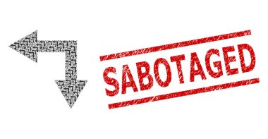 Çatallanma oku Yinelenen Çatallanma Oku Özyinelemeli Mozaiği Sol İkonalar ve Grunge Sabote Edilmiş Mühür Mührü