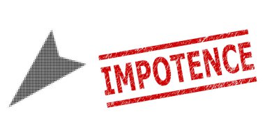 Grunge İktidarsızlık Mührü ve Yarım Tonlu Noktalı Ok Başlı Sol Aşağı