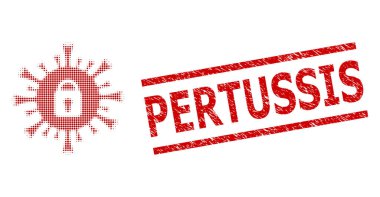 Grunge Pertussis Mührü ve Yarım Tonlama Koronavirüs Kilitlemesi