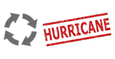 Grunge Kasırga Mühür Mührü ve Yarım Tonlu Noktalı Dolaşım