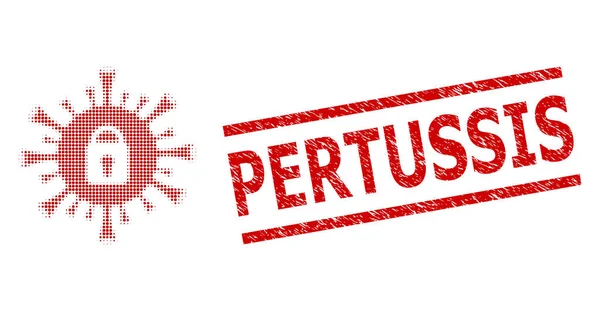 Grunge Pertussis Mührü ve Yarım Tonlama Koronavirüs Kilitlemesi