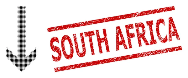南アフリカ切手とハーフトンドットアローダウン — ストックベクタ