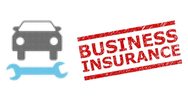 Selo texturizado do seguro de negócios e reparação de carro pontilhado meio-tom — Vetor de Stock