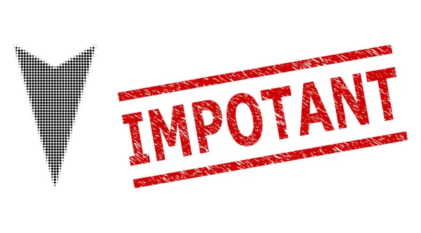 Grunge Yüzeysiz Mühür ve Yarım Tonlu Noktalı Ok Başı Aşağı