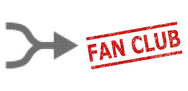Grunge Fan Club Seal and Halftone Dotted Combine Arrow Right — 스톡 벡터