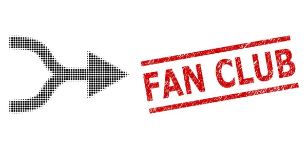 Grunge Fan Club Seal και Halftone Dotted συνδυάζουν το δικαίωμα βέλους — Διανυσματικό Αρχείο