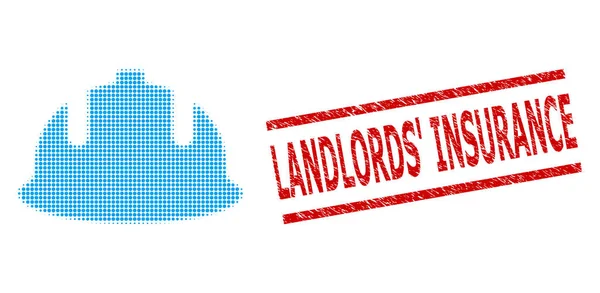 Distress Landlords Sello de seguro Sello y medio tono Casco de construcción punteado — Archivo Imágenes Vectoriales