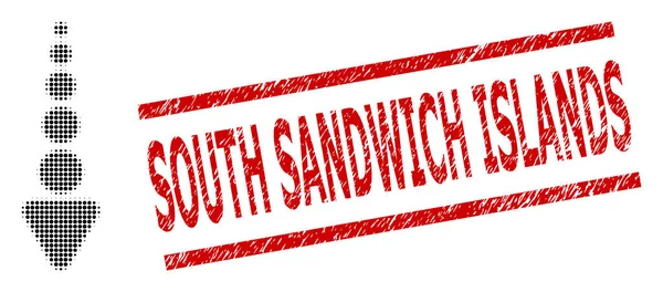 Çizilmiş Güney Sandviç Adaları Mühür Damgası ve Yarım Tonlu Noktalı Ok