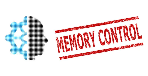 Grunge Memory Control Sceau timbre et demi-ton pointillé intellect — Image vectorielle