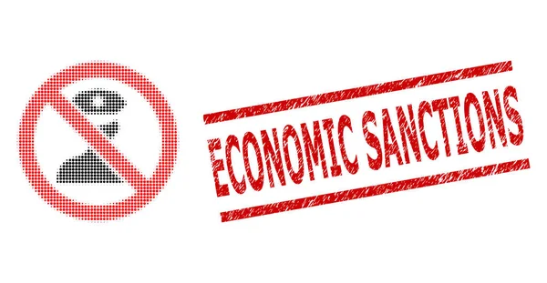 Geschrapte economische sancties Seal en Halftone Dotted Stop Politieman — Stockvector
