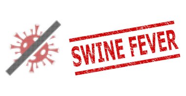 Üzüntü Domuzu Ateşi Damgası ve YarıTonlama Noktalı Koronavirüs Yok