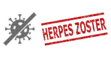Tırmalanmış Herpes Zoster Mühür Mührü ve Yarım Ton Noktalı Grip Virüsü