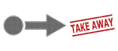 Çizilmiş paket mührü ve yarım ton noktalı sağa çek