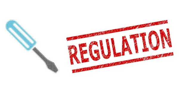 Distress Regulation Sello Sello y destornillador punteado de medio tono — Vector de stock