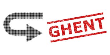 Tehlike Ghent Mührü ve Yarı Tonda Noktalı Sağa Dön