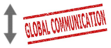 Grunge Küresel İletişim Damgası ve Yarım Tonlu Dikey Çevirme