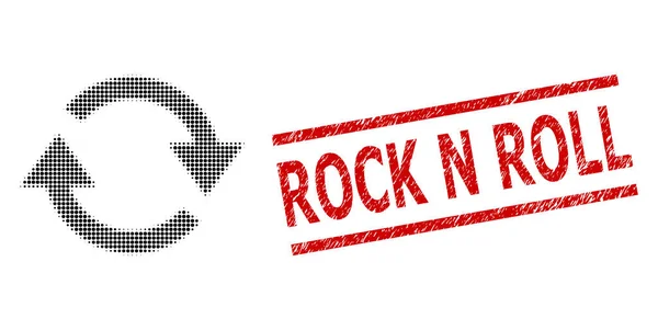 Francobollo Rock N Roll strutturato e mezzitoni punteggiato aggiornamento — Vettoriale Stock