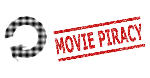 Grunge Movie Piraterie Seal und Halftone Dotted Rotate — Stockvektor