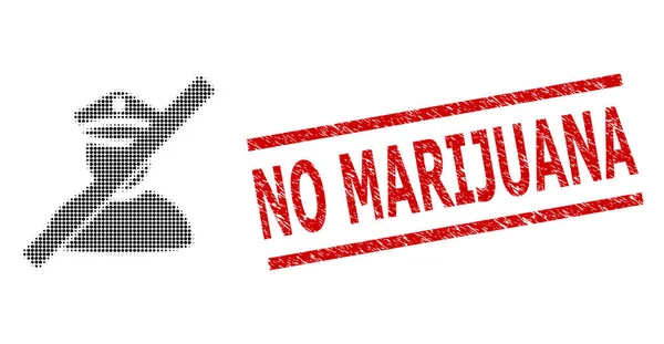 Grunge No Marihuana Sello y medio tono punteado no permitido Policía — Vector de stock