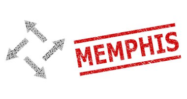 Merkezkaç Okları Merkezkaç Oklarının Özyinelemeli Mozaiği Simgeleri ve Dokulu Memphis Damgası