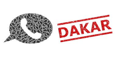 Telefon İleti Öğeleri ve Dokulu Dakar Mührü Telefon Mesajı Fraktal Kolajı