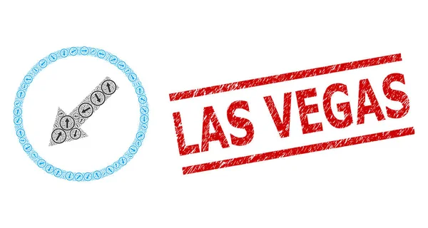 Linksonder afgeronde pijl Recursion Mozaïek van linksonder afgeronde pijl items en Grunge Las Vegas Seal — Stockvector