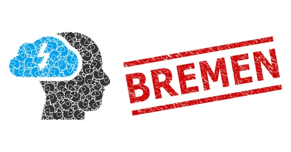 Brainstorming Rekursionszusammensetzung von Brainstorming-Artikeln und texturierter Bremer Briefmarke — Stockvektor