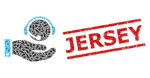 Çağrı Merkezi Servis Özyinelemeli Kolajı Çağrı Merkezi Hizmet Öğeleri ve desenli Jersey Mühür Mührü