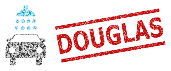 Araba Duşu Özyinelemeli Mozaiği Araba Duş Simgeleri ve Dokulu Douglas Mührü