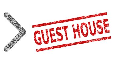 Yön Sağ Özyineleme Kolajı Doğru Simgeler ve Dokulu Misafir Evi Mührü