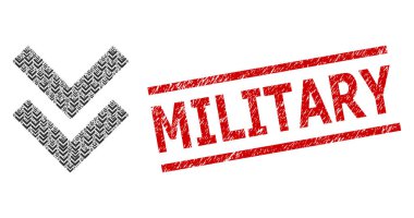 Ögeleri Aşağı Taşımak ve Askerî Mühür Mührü İçin Fraktal Kolajı Taşı