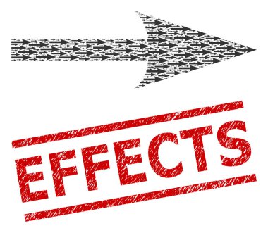 Keskin Ok Sağ Oku Özyinelemeli Mozaiği Sağ Ögeler ve Çizilmiş Mühür Efektleri