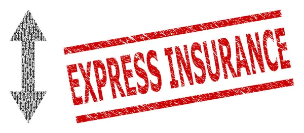 Colagem Vertical Flip Fractal de Ícones Vertical Flip e Grunge Express selo de seguro —  Vetores de Stock