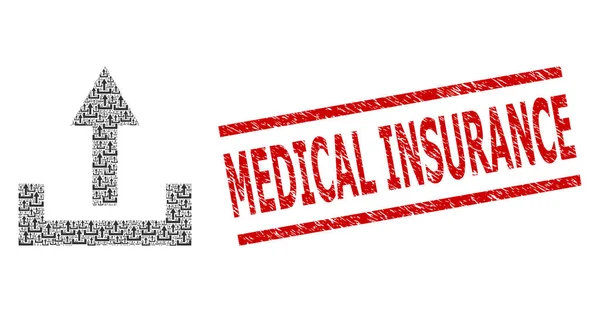 Subir mosaico recursivo de Iconos de carga y angustia Sello de seguro médico — Vector de stock