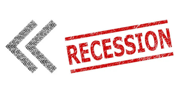 Shift Left Rekursion Mosaik aus Shift Left Icons und Grunge Rezessionssiegel — Stockvektor