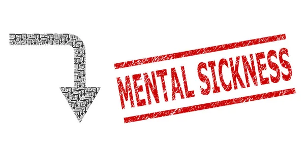 Desligue o mosaico recursivo dos ícones de desligamento e do selo de doença mental texturizado —  Vetores de Stock